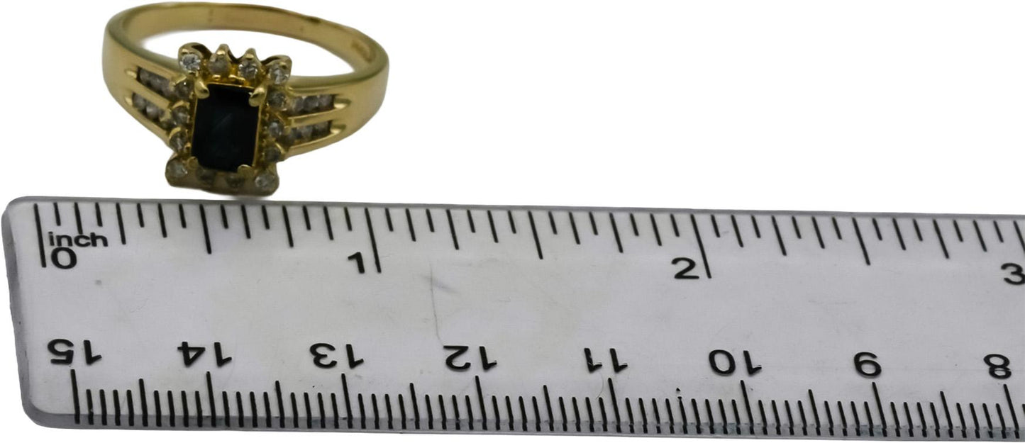 14K Yellow Gold Diamond and Sapphire Cocktail Ring 1.30CT Size 9.75