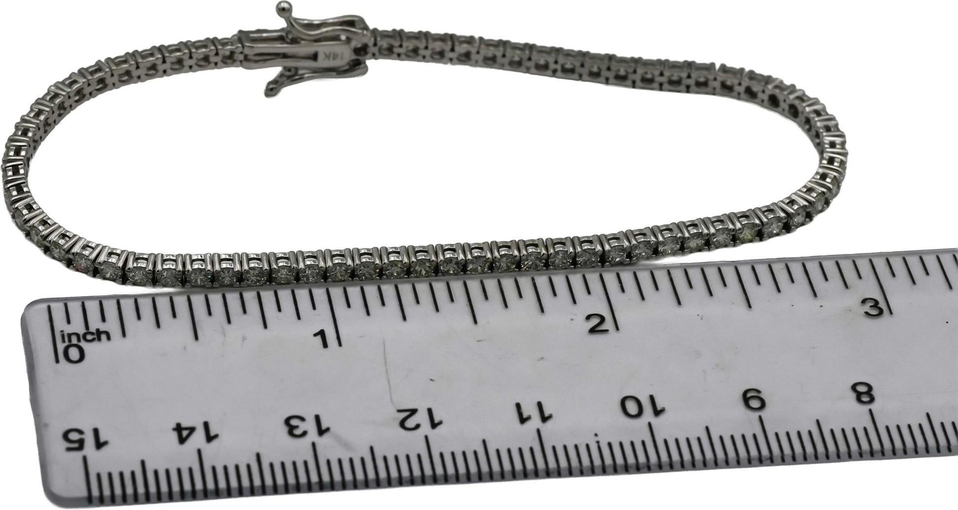 14k White Gold Round Diamond Tennis Bracelet 2.75-3.0CT 65 Pieces