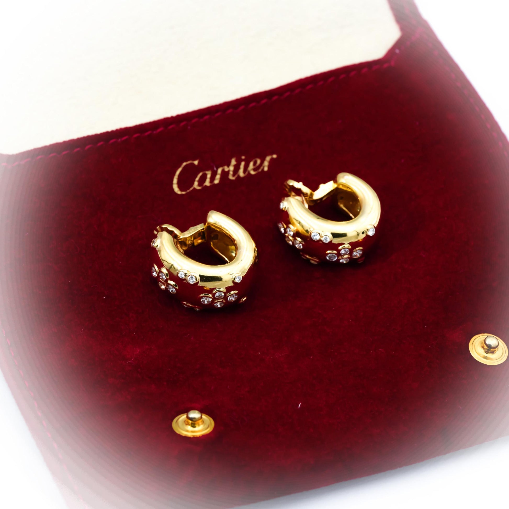 CARTIER Vintage 1994 18k Yellow Gold VS Diamond Huggie Hoop Earrings 1.0CT