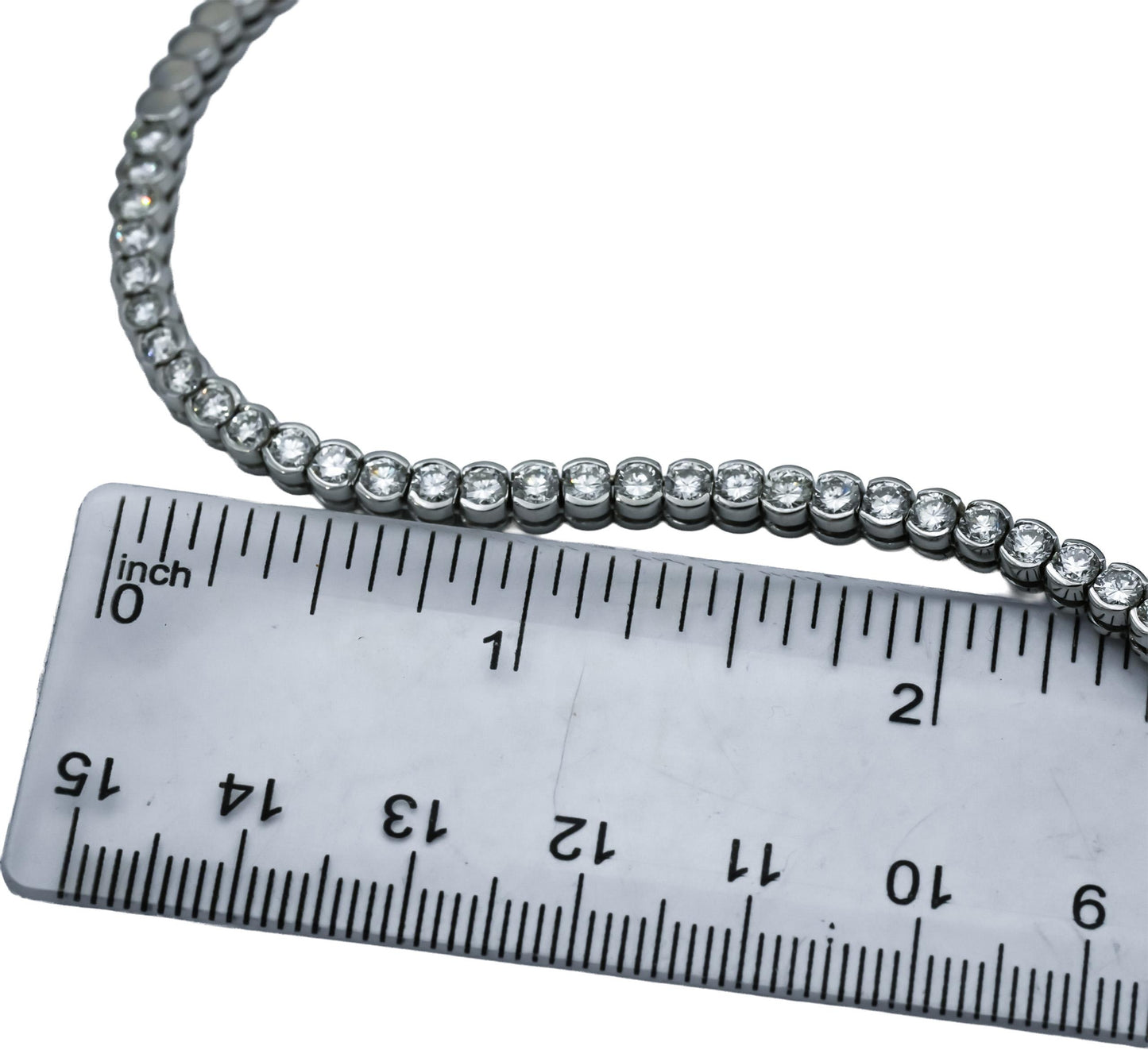 18k White Gold VS Round Half Bezel Set Diamond Tennis Necklace 4.0CT