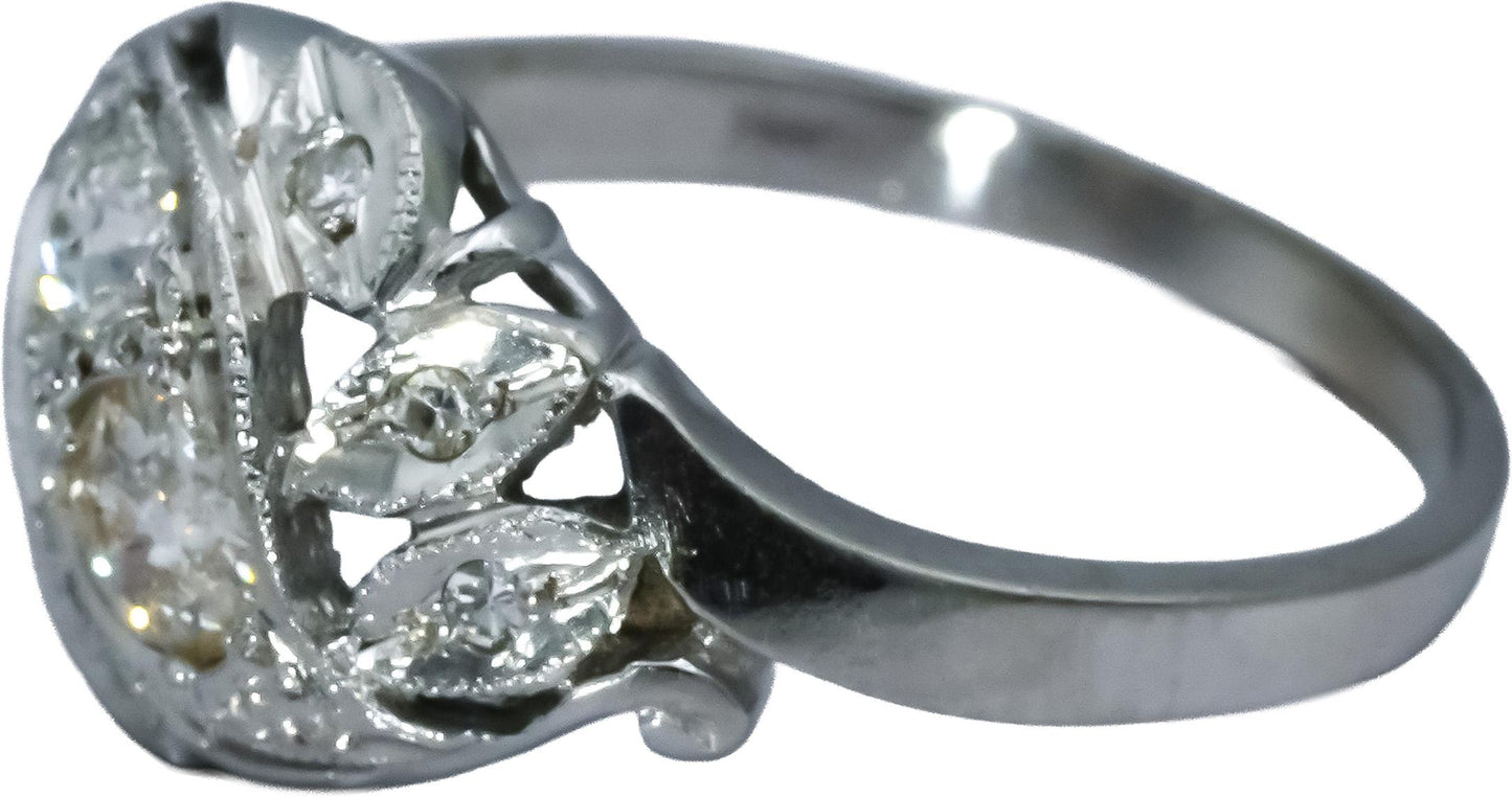 Vintage Antique 14k White Gold Round Diamond Ring 0.75CT Size 8.75