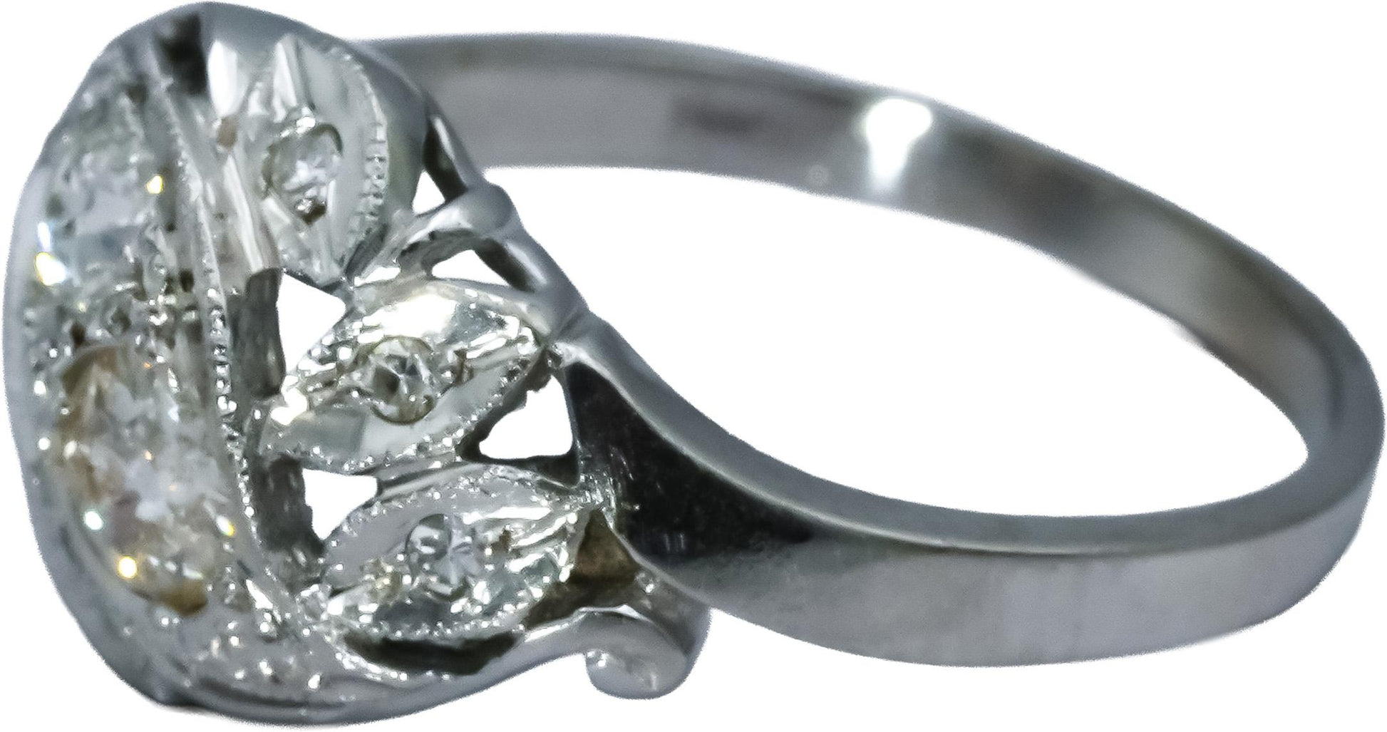 Vintage Antique 14k White Gold Round Diamond Ring 0.75CT Size 8.75