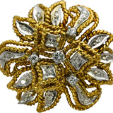 Vintage Retro 18k White and Yellow Gold VS Diamond Flower Clip-On Earrings .50CT