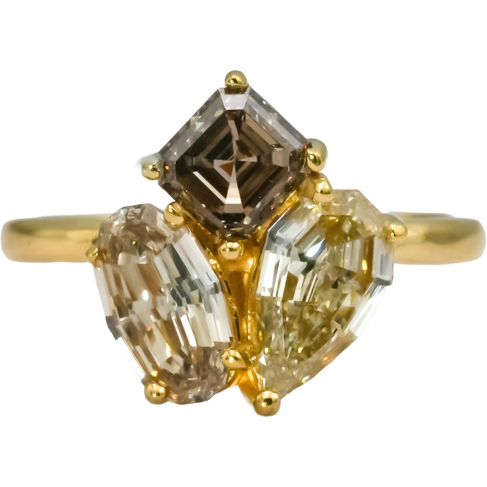 14k Yellow Gold VS Mixed Cuts Diamond Cocktail Ring 3.10CT Size 6.5