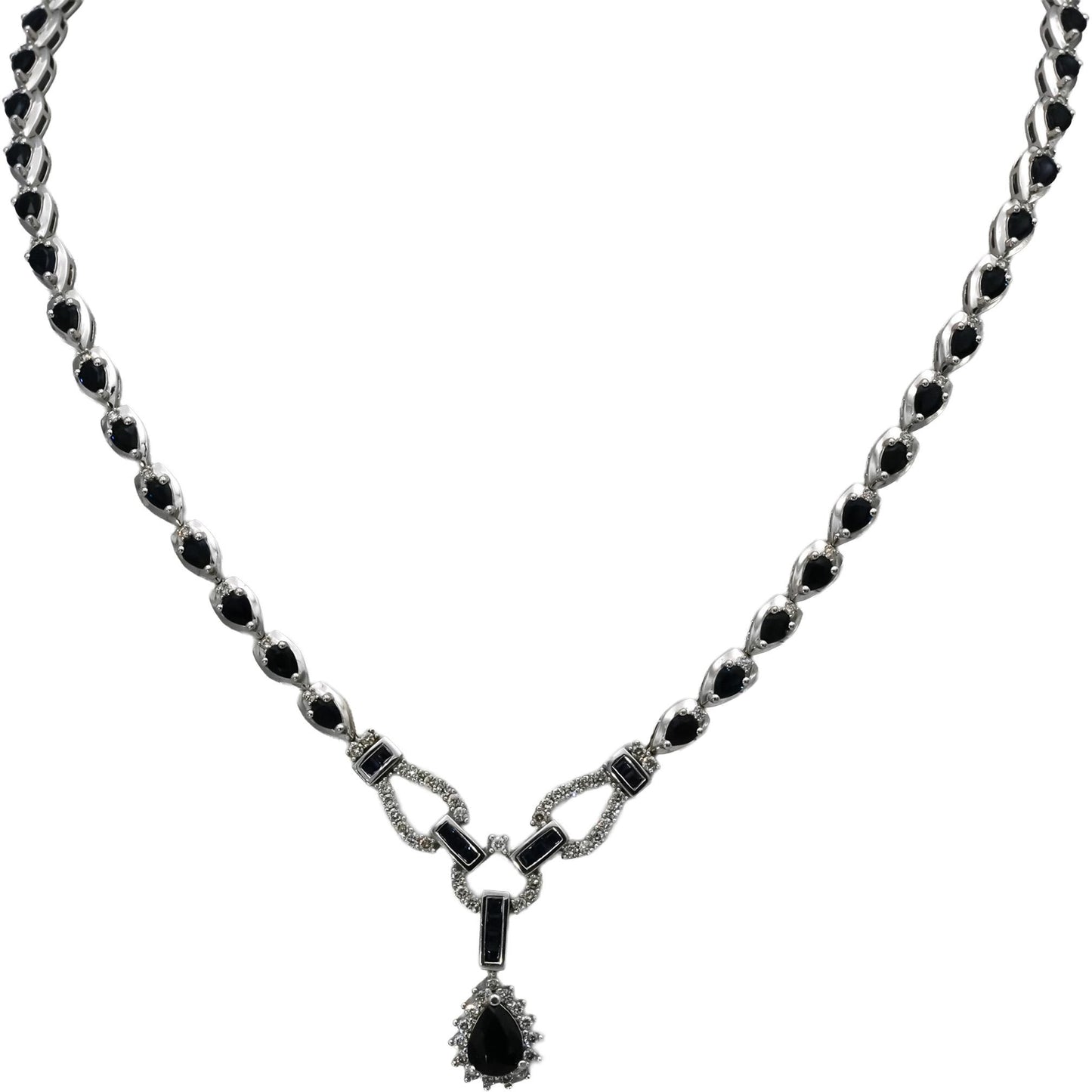 14k White Gold Diamond and Sapphire Formal Necklace 9.75CT