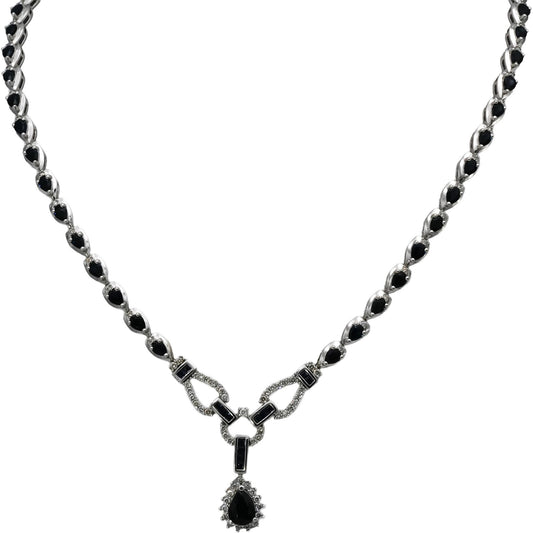 14k White Gold Diamond and Sapphire Formal Necklace 9.75CT