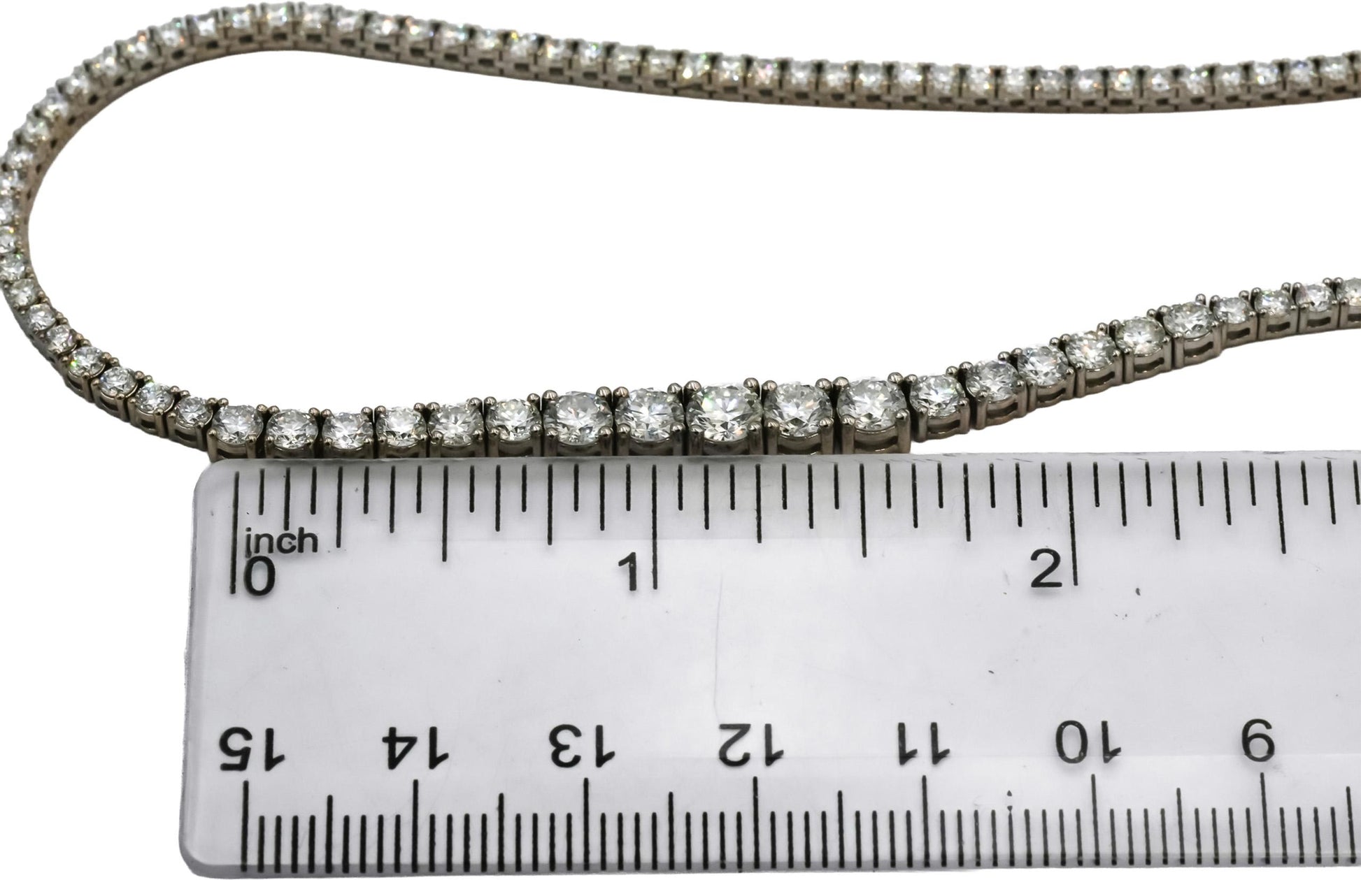 14k White Gold VS Round Diamond Graduated Riviera Necklace 8.73CT