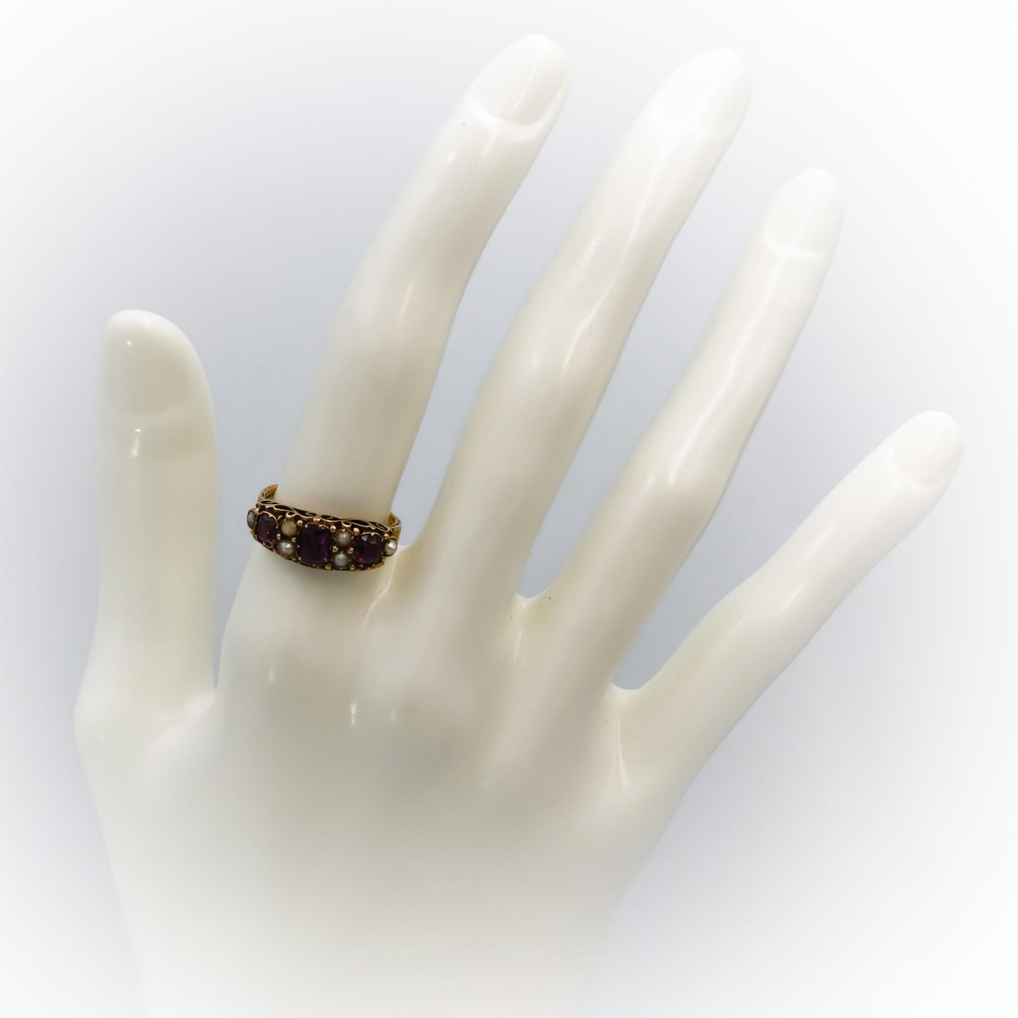Antique Victorian 15k Yellow Gold Pink Sapphire Seed Pearl Ring 1.25CT Size 6.5