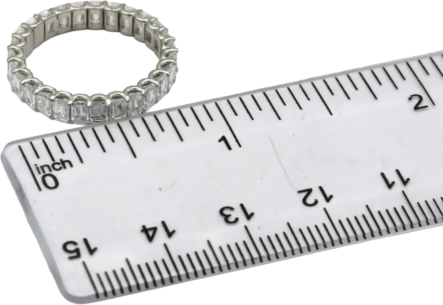 14k White Gold VS Emerald Cut Diamond Eternity Band Ring 3.09CT Size 6.5