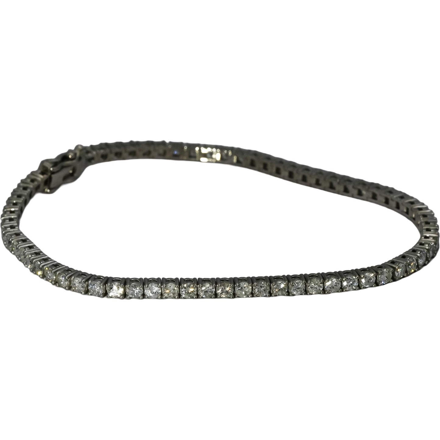 Platinum Round Cut Diamond Tennis Bracelet 3.35CT