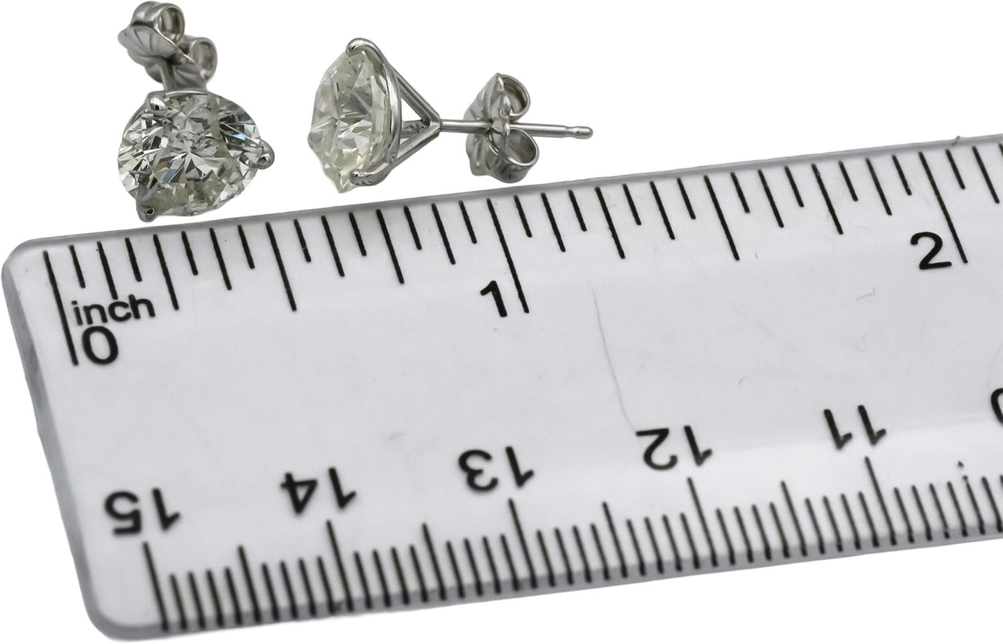 14k White Gold Round Diamond Martini Setting Stud Earrings 4.12CT