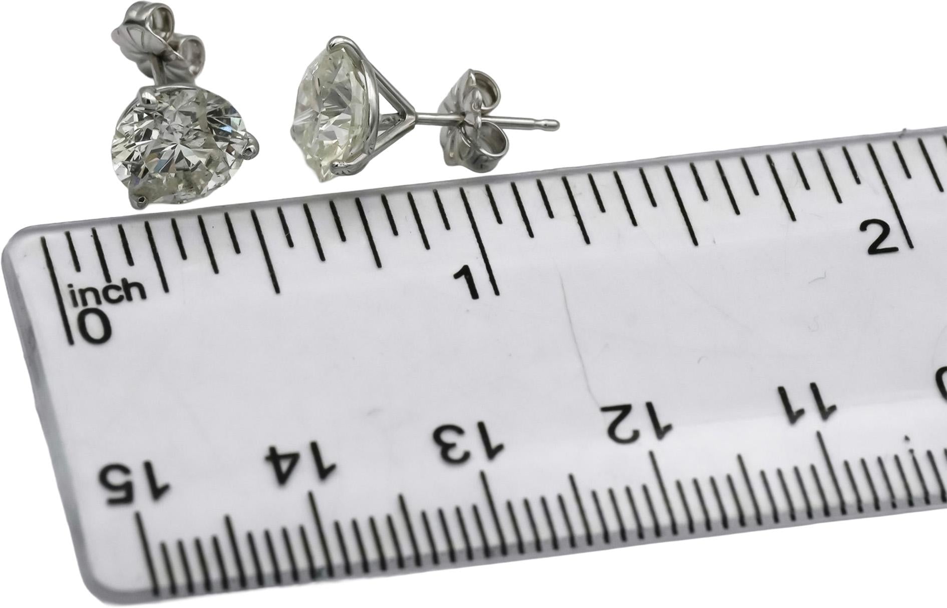 14k White Gold Round Diamond Martini Setting Stud Earrings 4.12CT