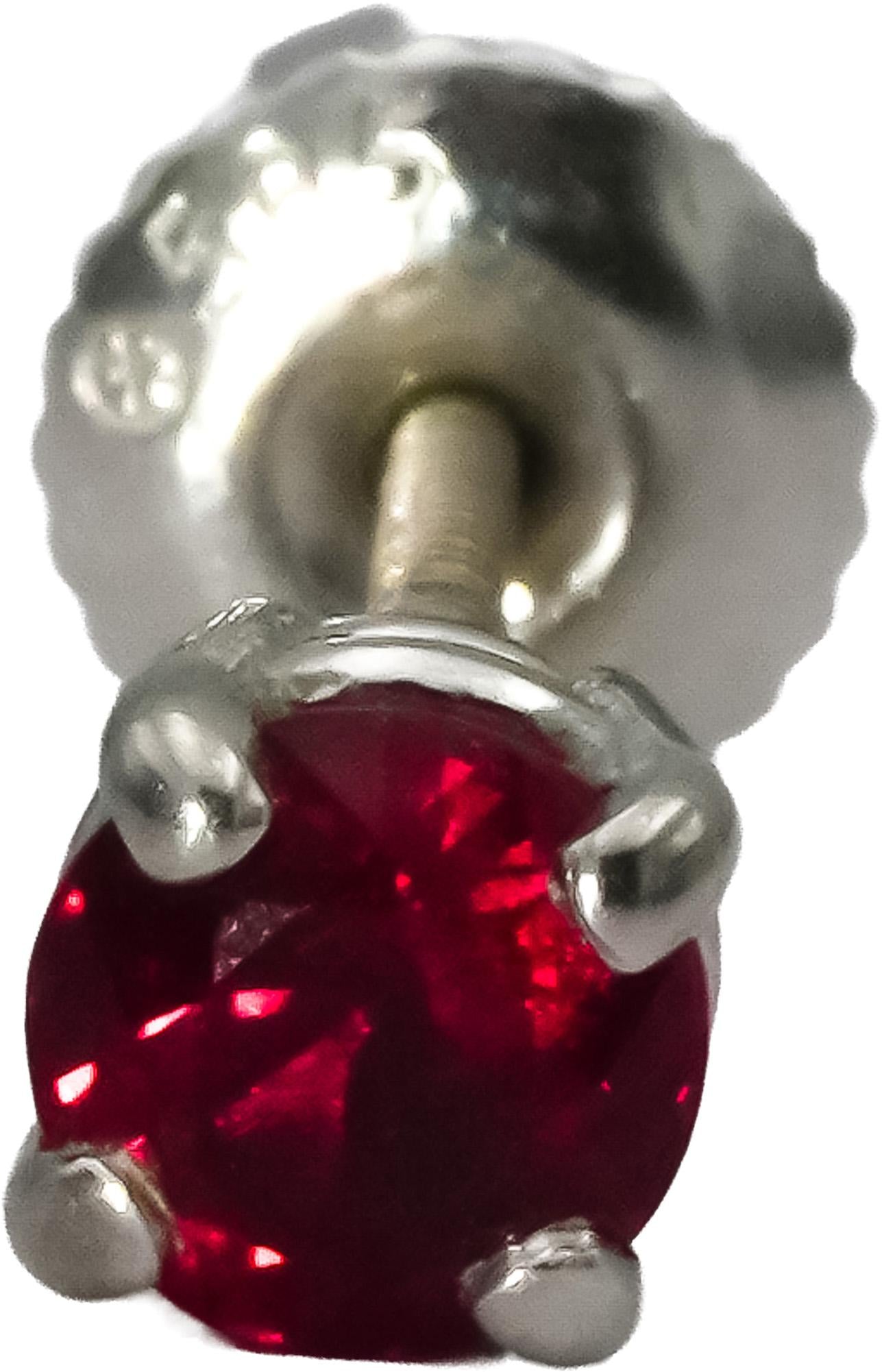 14k White Gold Round Ruby Stud Screw Back Earrings 0.80CT