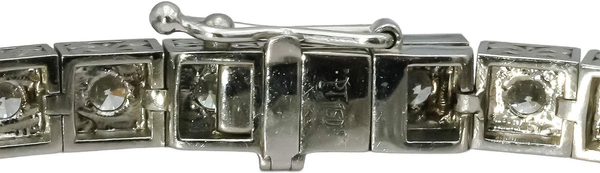 Vintage Platinum VS Diamond Tennis Bracelet w/ Scroll Etching Sides 6.67CT