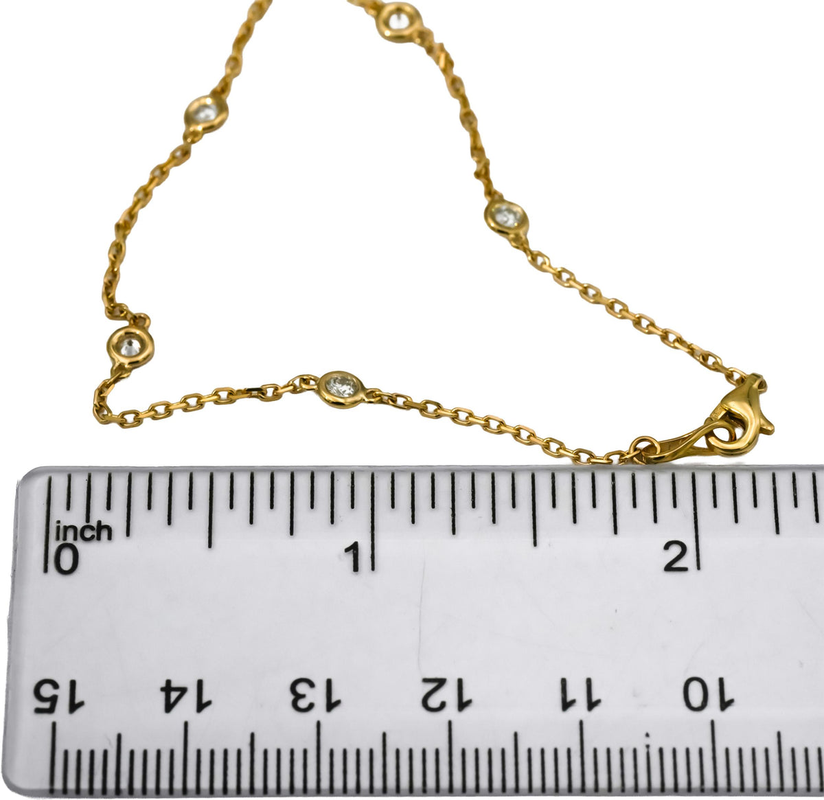 14k Yellow Gold Round Diamond By The Yard Chain Bracelet 0.28CT