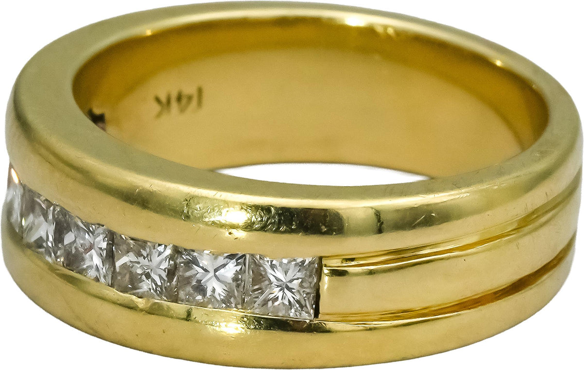 14k Yellow Gold VS Princess Cut Channel Set Diamond Band Ring 1.0CT Size 7
