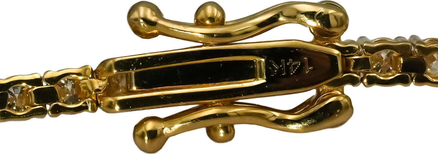 14k Yellow Gold VS Round Diamond Tennis Bracelet 1.78CT