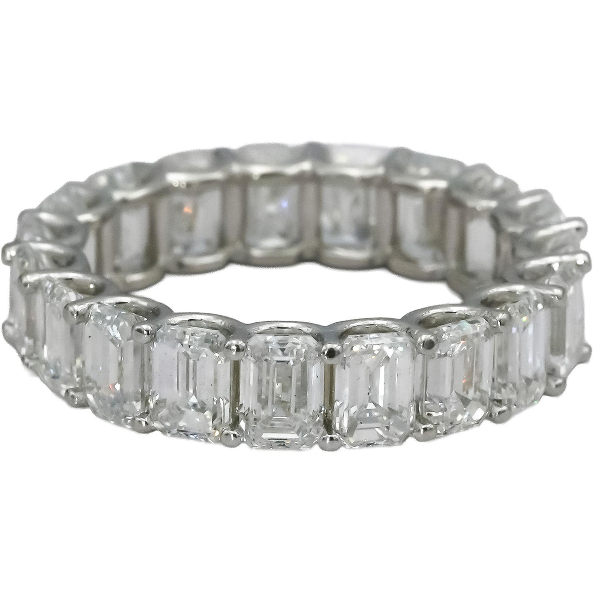 18k White Gold VS Emerald Cut Eternity Band Ring 7.16CT Size 6.75