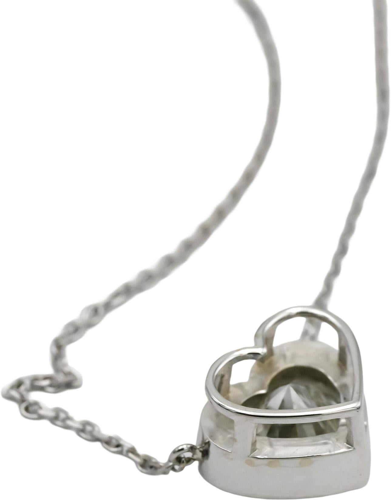 14k White Gold VS Heart Cut Lab-Grown Diamond Solitaire Pendant Necklace 2.98CT