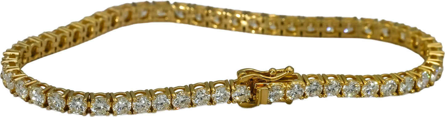 14k Yellow Gold VS Round Natural Diamond Tennis Bracelet 6.07CT