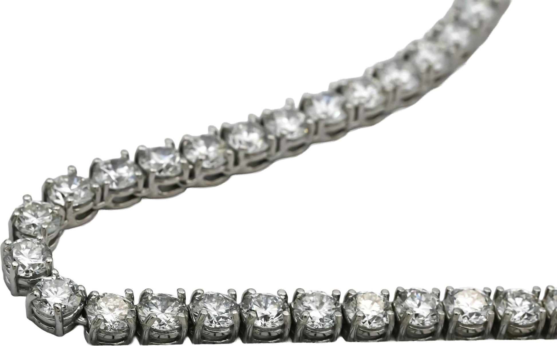 14k White Gold VS Round Lab-Grown Diamond Tennis Necklace 61.24CT