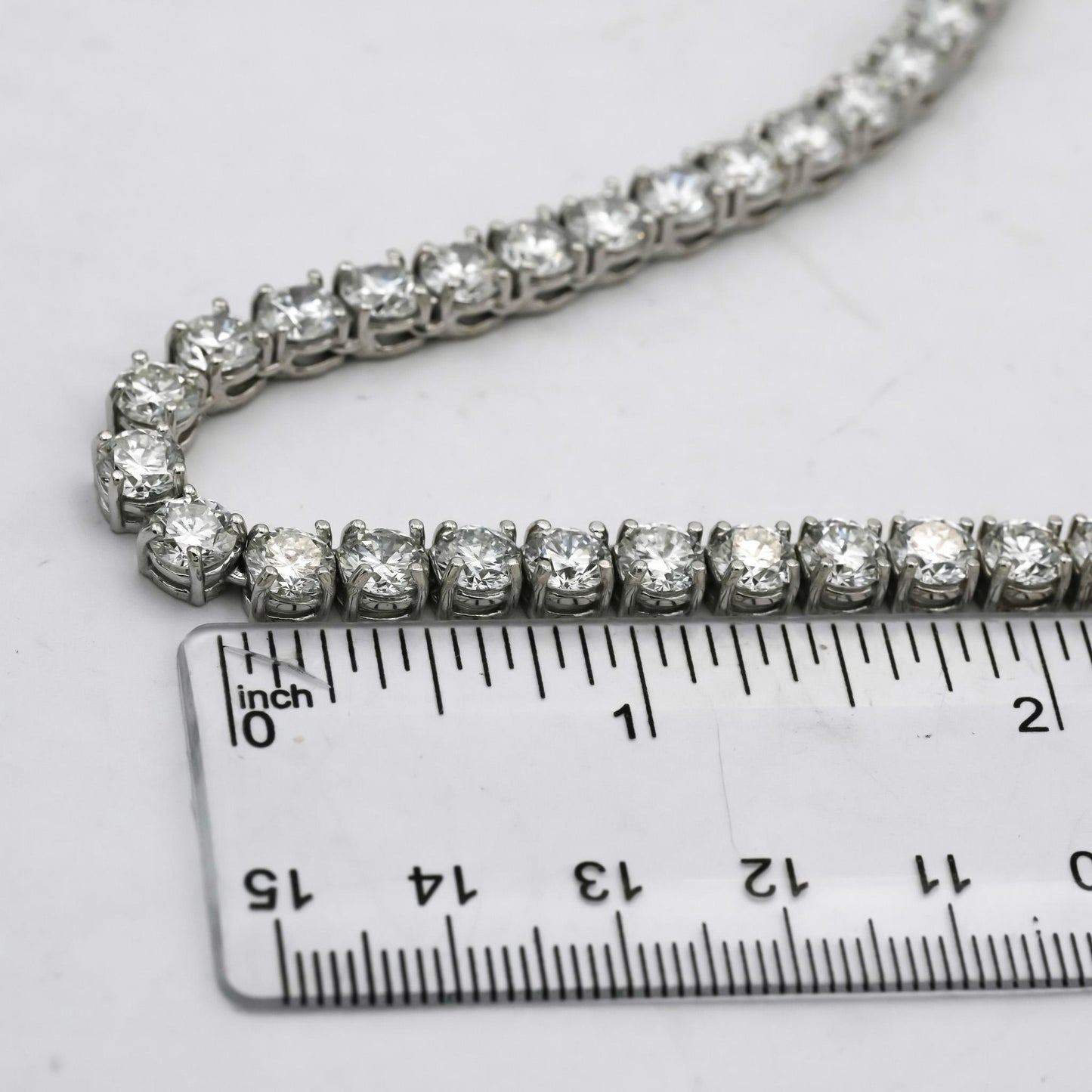 14k White Gold VS Round Lab-Grown Diamond Tennis Necklace 61.24CT