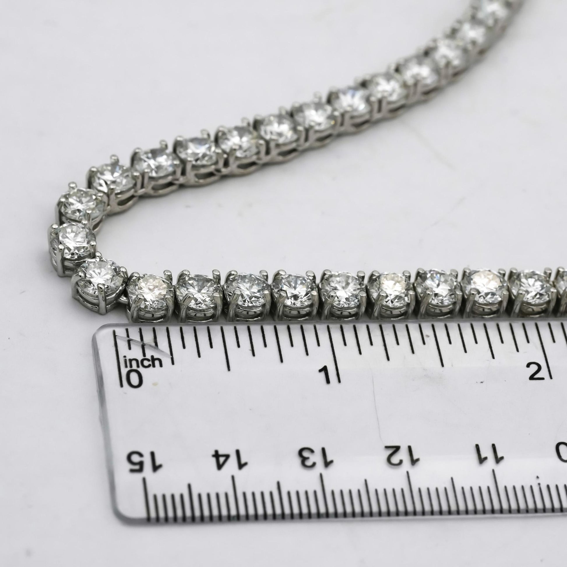 14k White Gold VS Round Lab-Grown Diamond Tennis Necklace 61.24CT