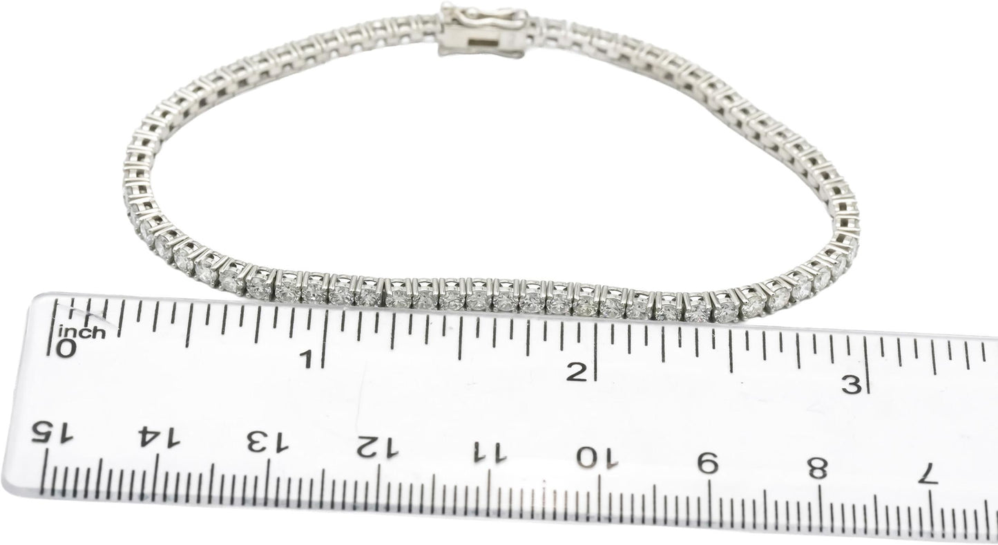 Platinum Round Natural Diamond Tennis Bracelet 3.97CT