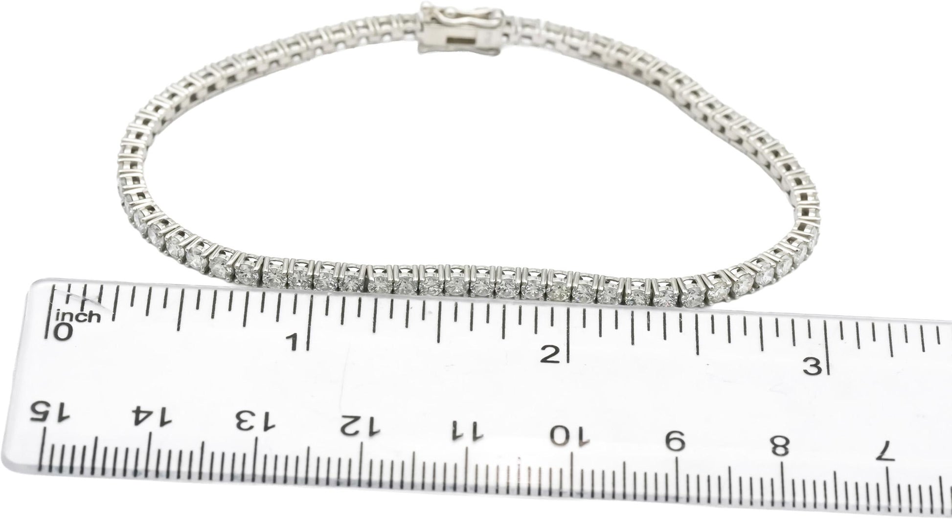 Platinum Round Natural Diamond Tennis Bracelet 3.97CT