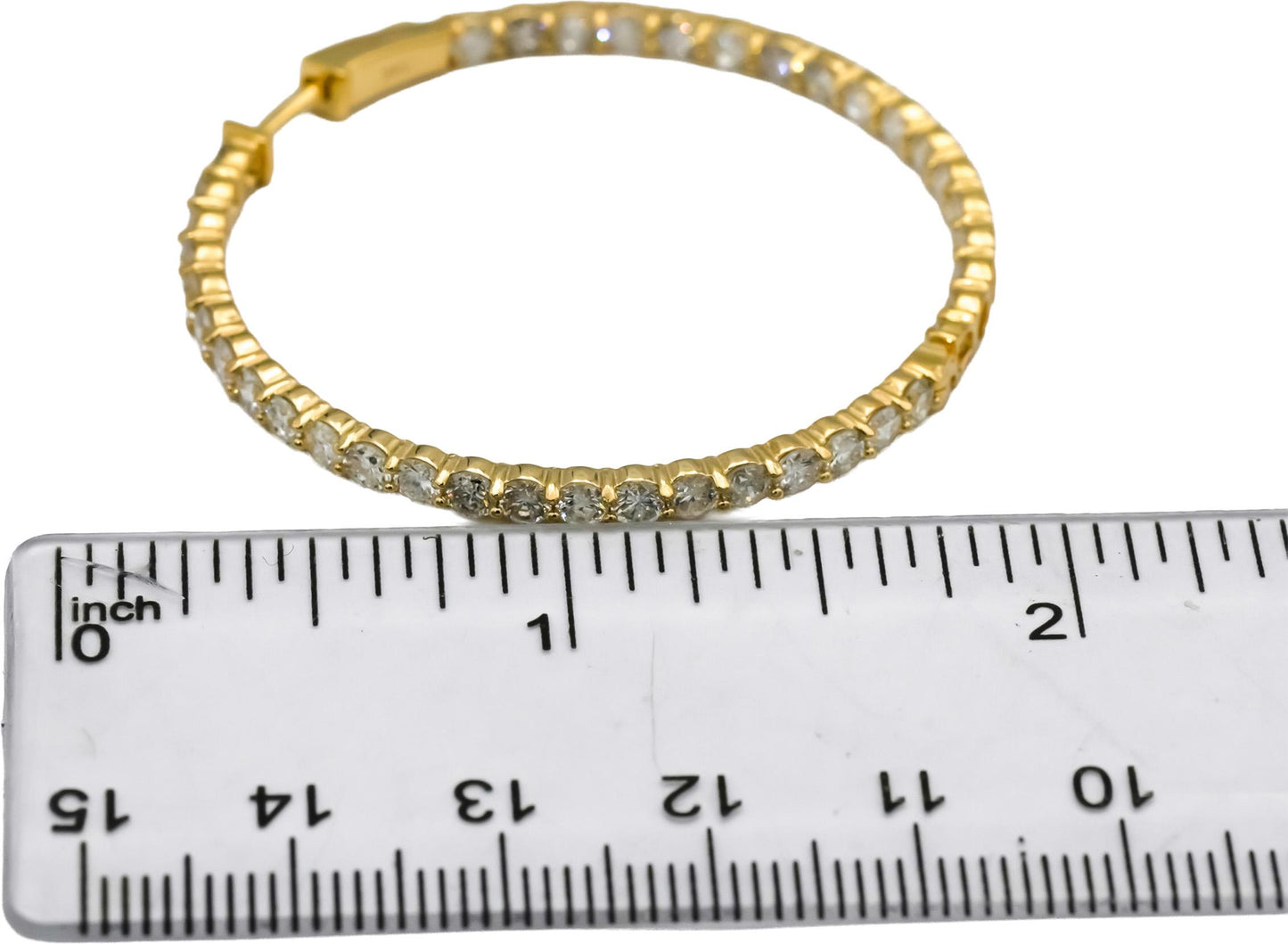 14k Yellow Gold Round Natural Diamond Inside Out Hoop Earrings 6.50CT