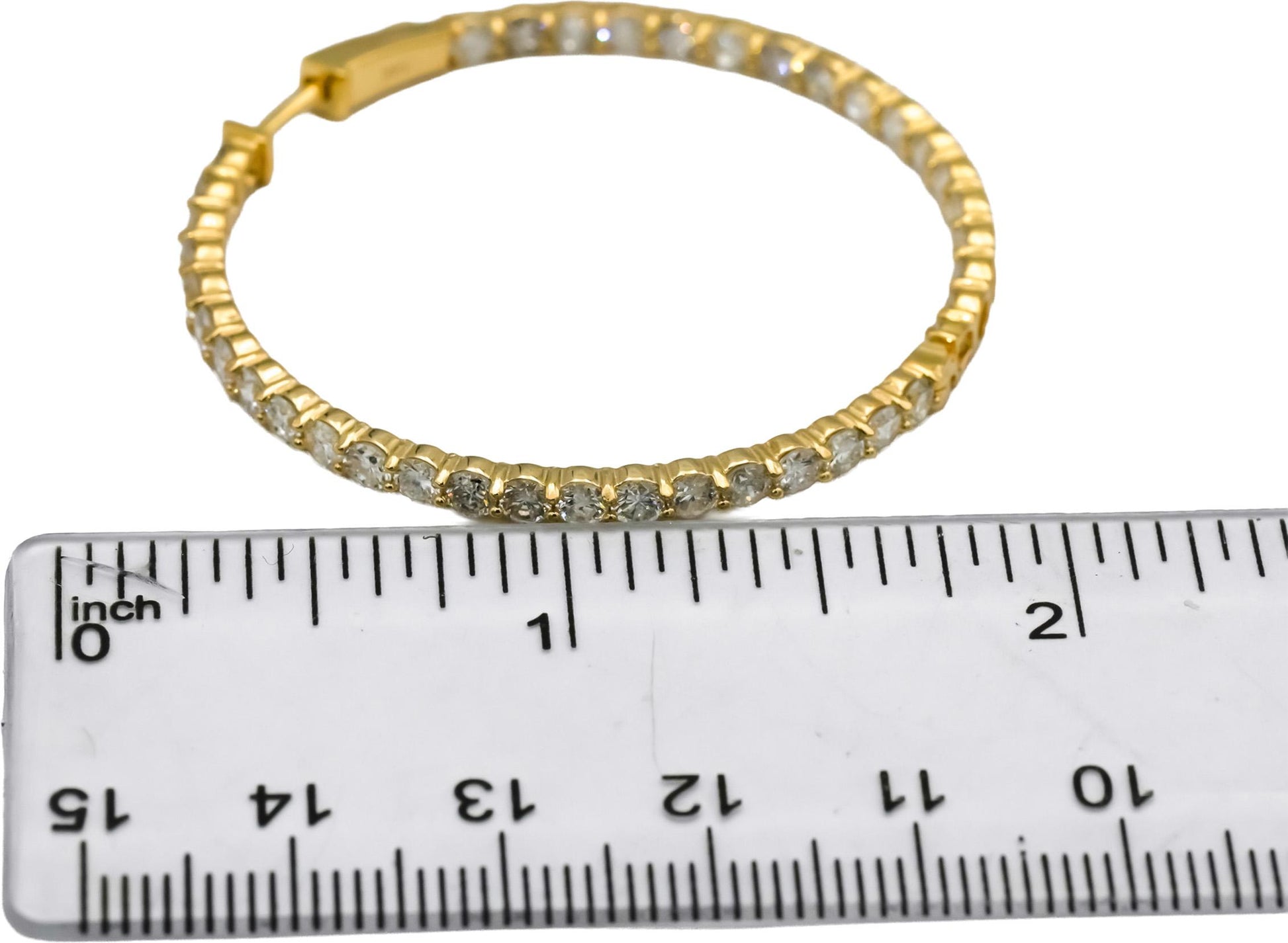 14k Yellow Gold Round Natural Diamond Inside Out Hoop Earrings 6.50CT