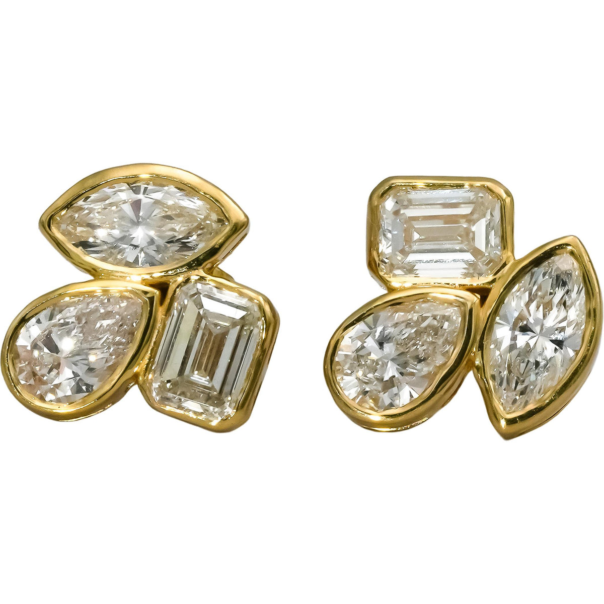 14k Yellow Gold VS Mixed Cut Lab-Grown Diamond Stud Earrings 2.93CT