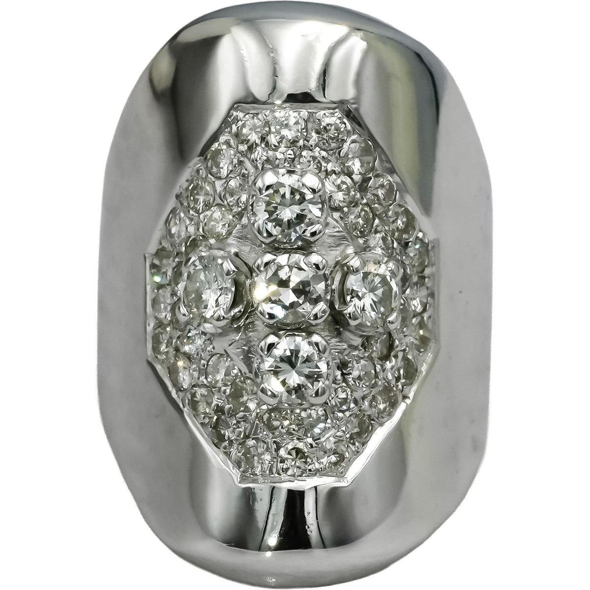 14k White Gold VS Round Diamond Cluster Cocktail Ring 1.25CT Size 6.5