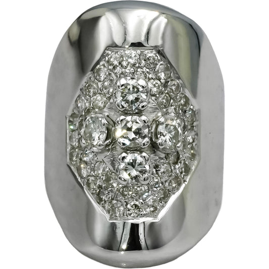 14k White Gold VS Round Diamond Cluster Cocktail Ring 1.25CT Size 6.5