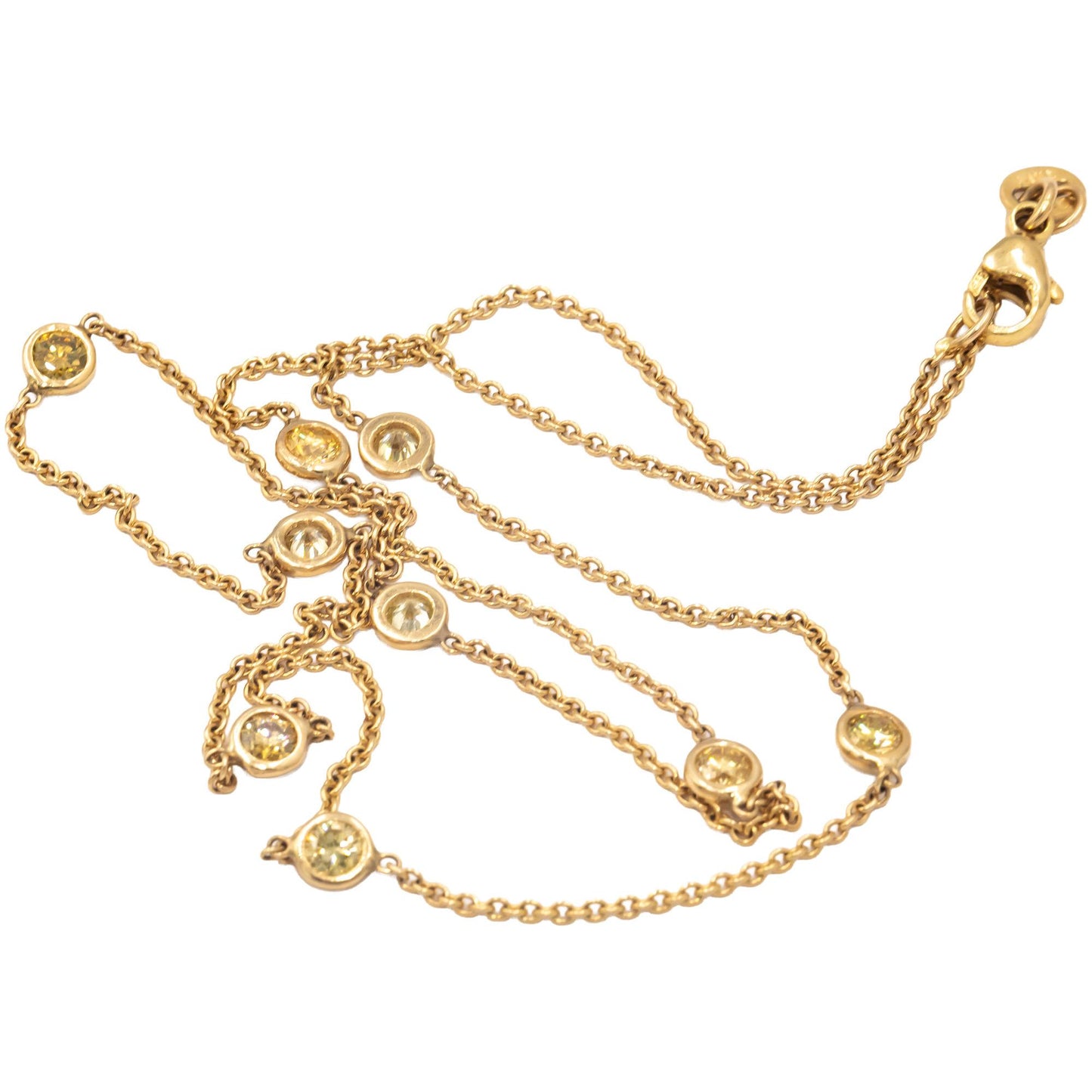 14k Yellow Gold 1.06CT Light Fancy Yellow Diamond By The Yard Chain Necklace