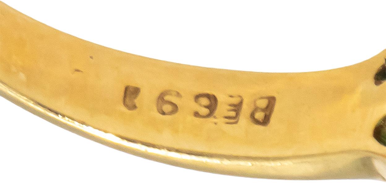 KALATI 18k Gold 0.29CT Diamond Emerald Sapphire Floral Heart Band Ring Size 6.5