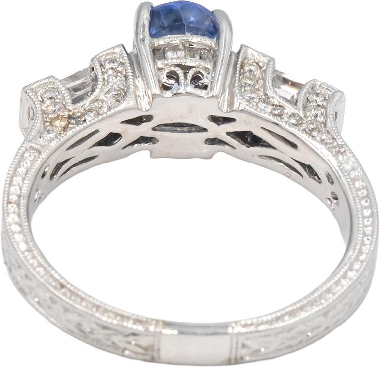 18k White Gold 1.05CT VS Diamond and Tanzanite Cocktail Ring Size 7