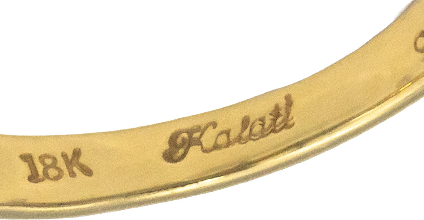 KALATI Designer 18k Gold 0.58CT Diamond and Emerald Star Band Ring Size 5.75