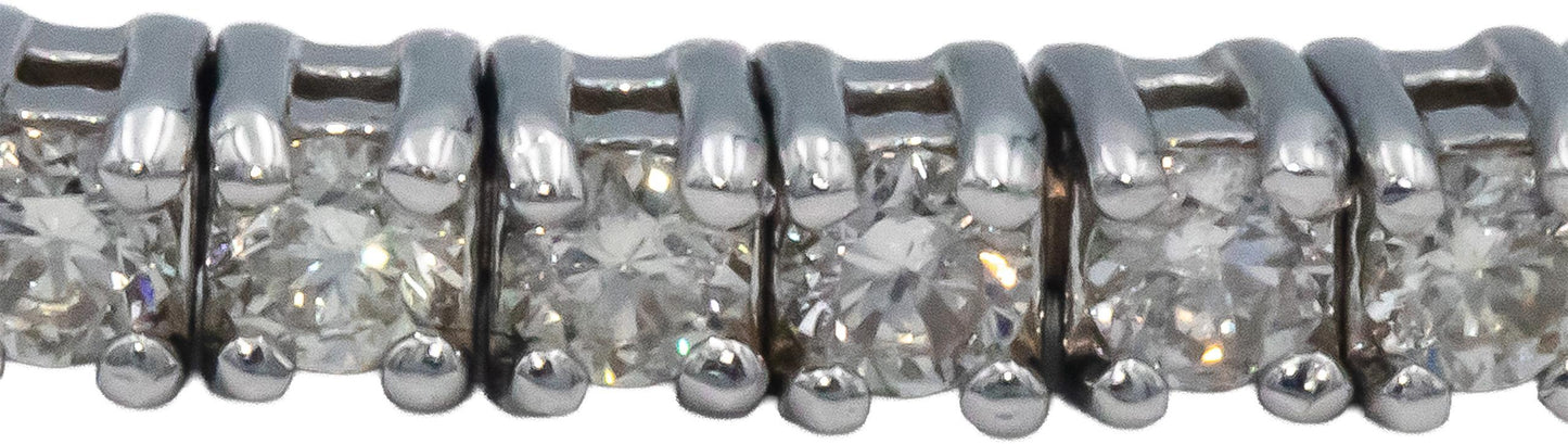 18k White Gold Round Diamond Flexible Bangle Bracelet 2.16CT