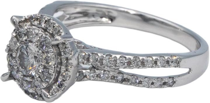 14k White Gold 0.75CT Diamond Cluster Halo Engagement Ring Size 7