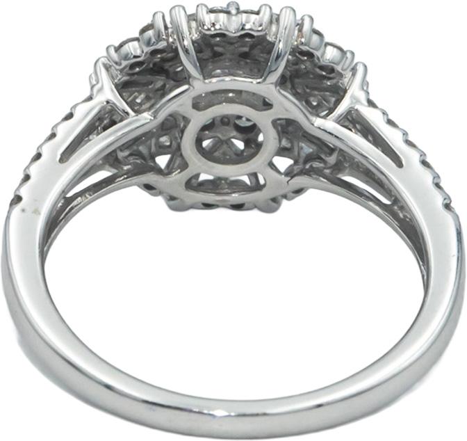 10k White Gold 1.0CT Princess and Round Cut Diamond Cluster Ring Size 7.25