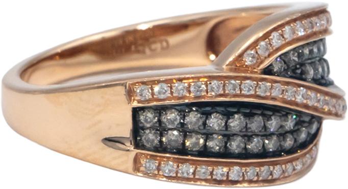 14k Rose Gold White and Brown Round Diamond Crossover Ring 0.30CT Size 7