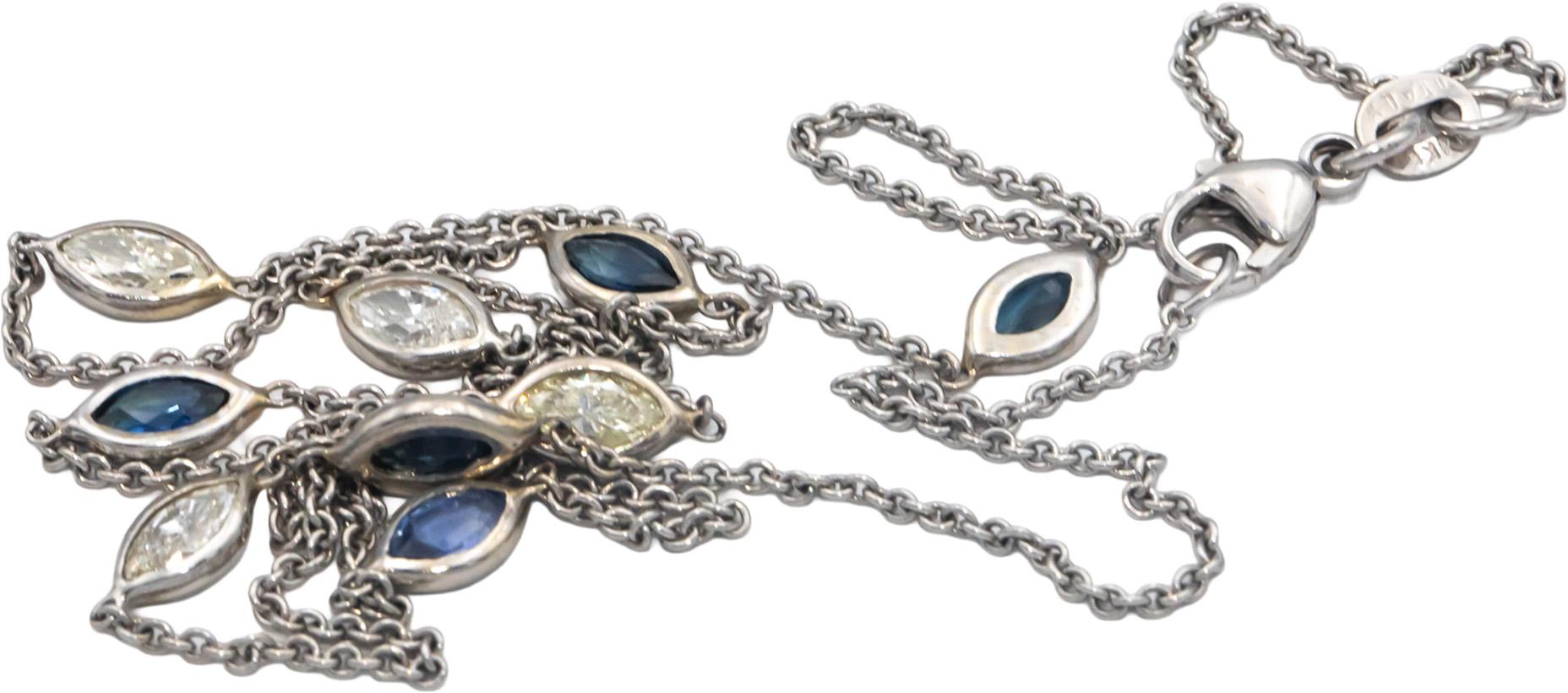 14k White Gold 1.61CT Diamond and Amethyst By The Yard Chain Necklace