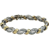 10k White & Yellow Gold Diamond Fancy Link Bracelet 3.0CT