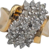 10k White and Yellow Gold Round Diamond Cluster Cocktail Ring 1.0CT Size 7