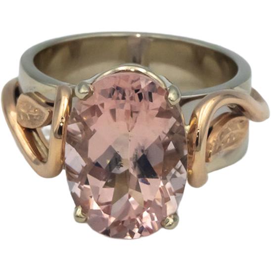 14k White & Rose Gold 6.0CT Pink Tourmaline Floral Ring Size 6
