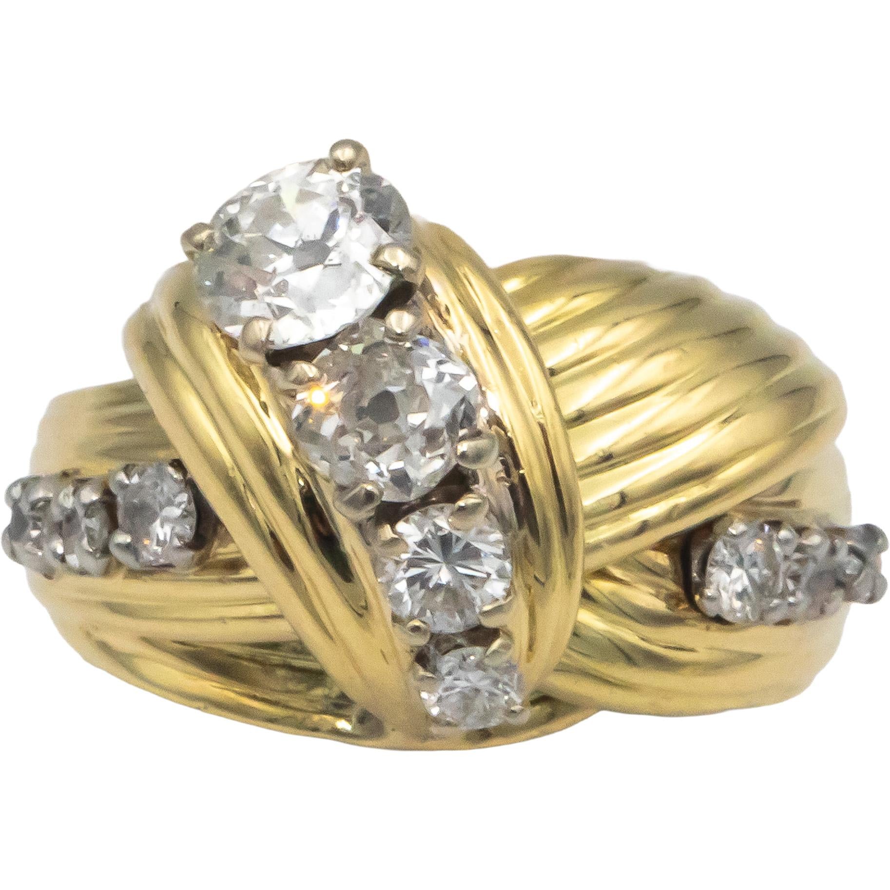 HAMMERMAN BROTHERS Vintage 18k Gold 1.50CT Old Euro Diamond Ring w/ 0.65 Center