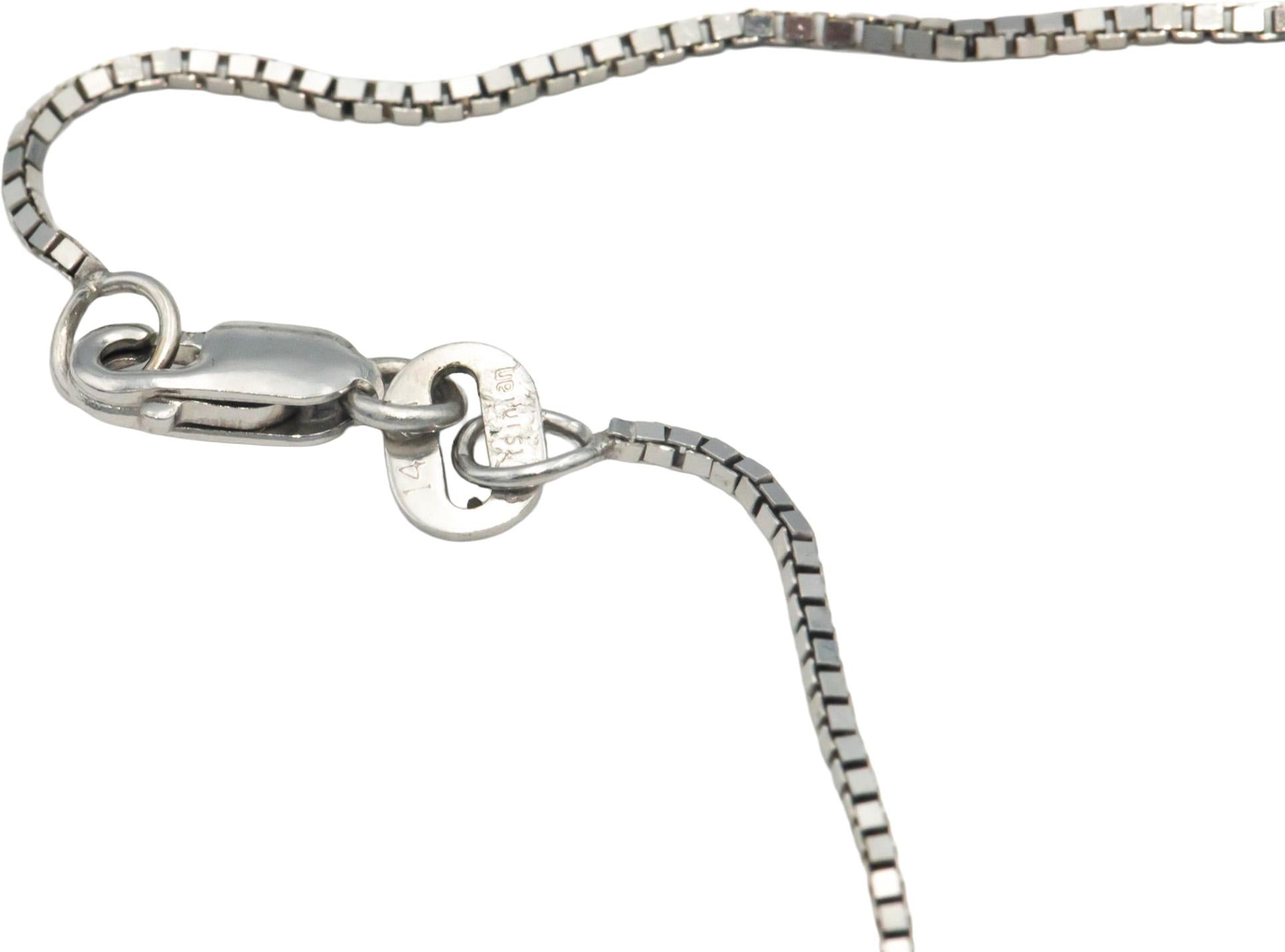14k White Gold 0.50CT Diamond Three Stone Pendant Necklace