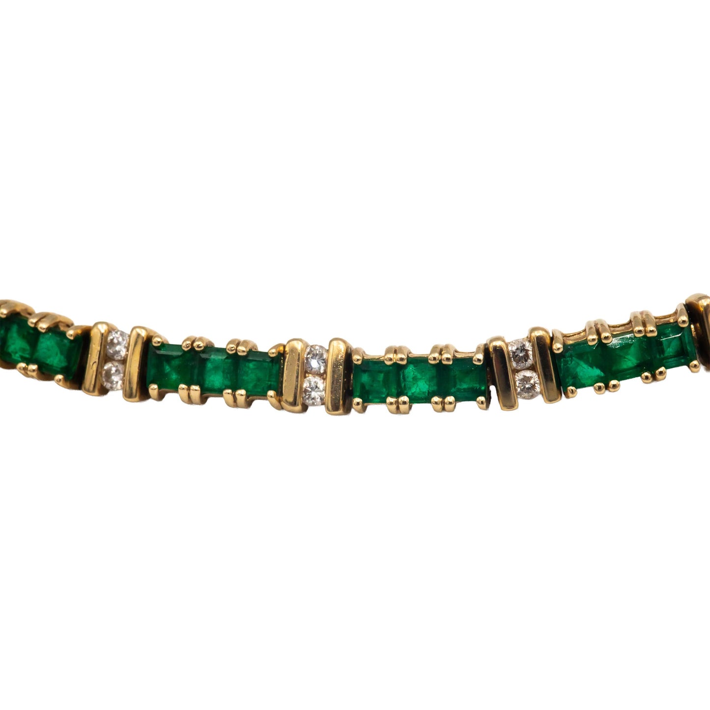 14k Yellow Gold 3.50CT Diamond and Emerald Tennis Bracelet