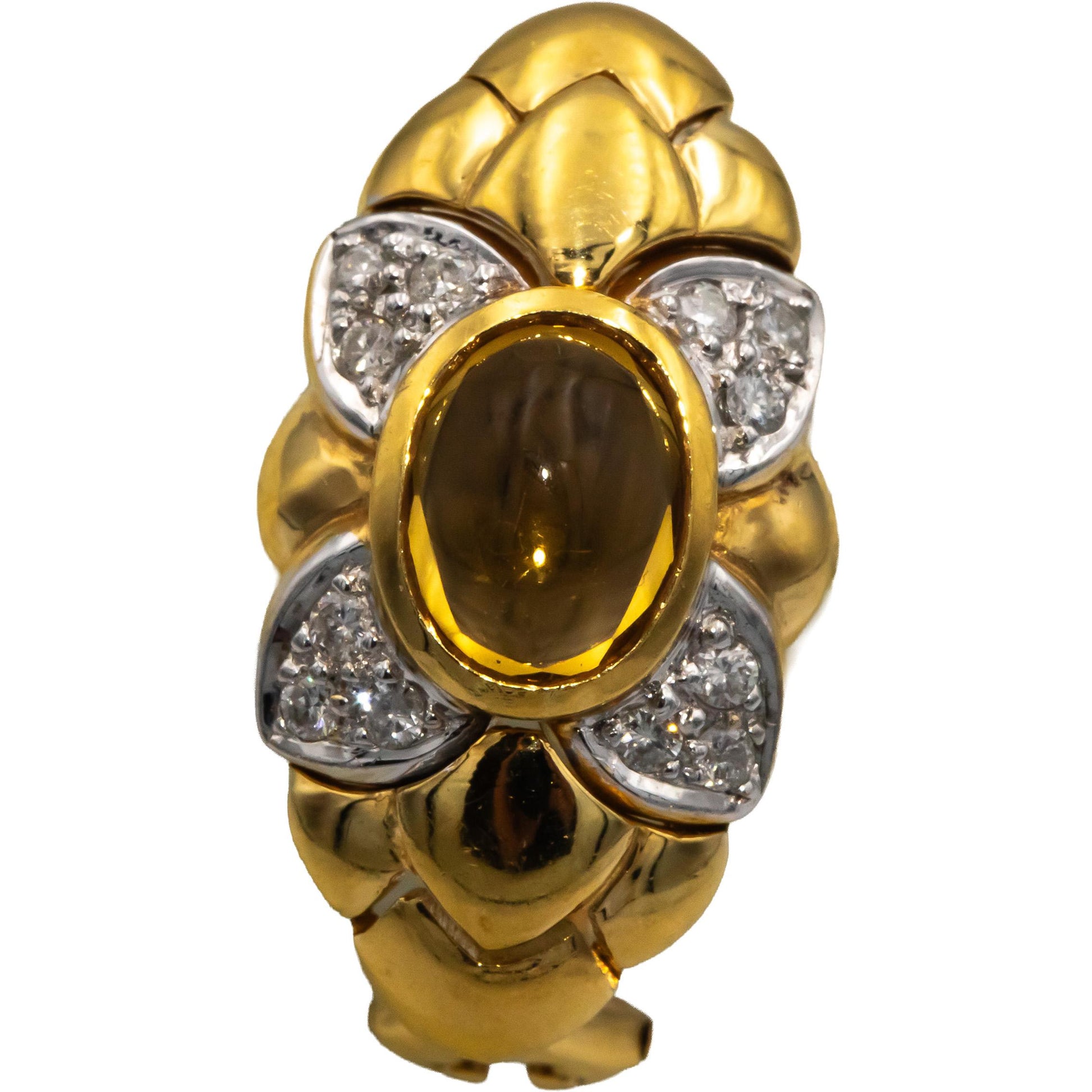 18k Yellow Gold 2.40CT VS Diamond and Citrine Floral Earrings